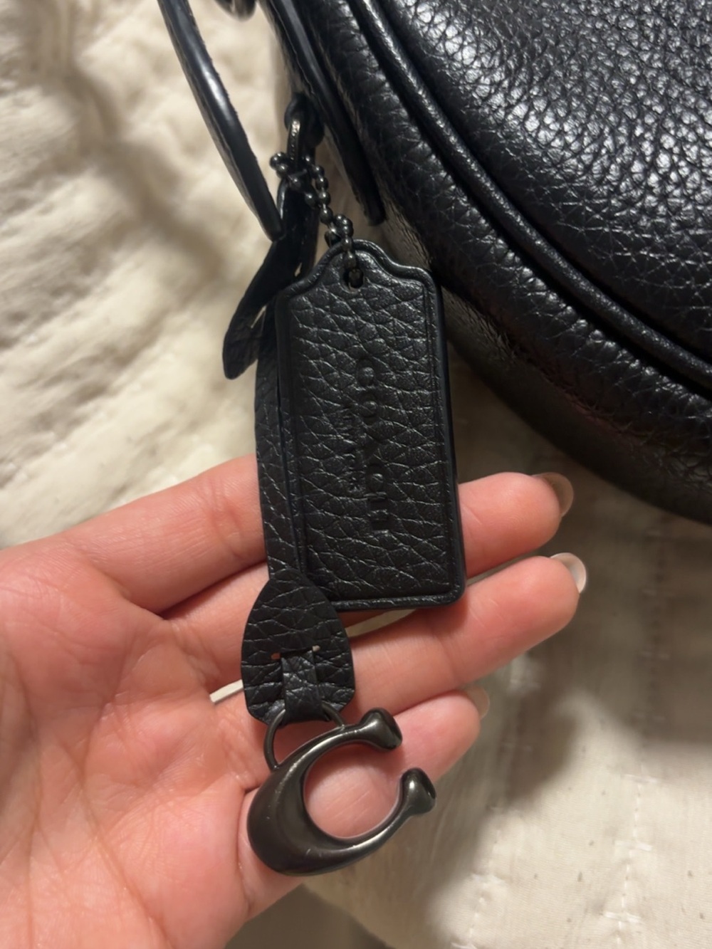 COACH LUNA Black Pebbled Leather Shoulder Bag - Women - Picture 3 of 4
